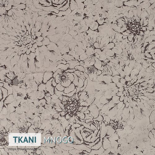 Фото ткани велюра “лазерпринт rjb14-5” (цветы коричневый)